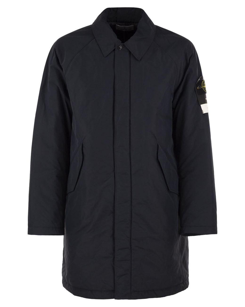 Stone Island Blue Micro Reps Padded Coat With Compass Badge for men