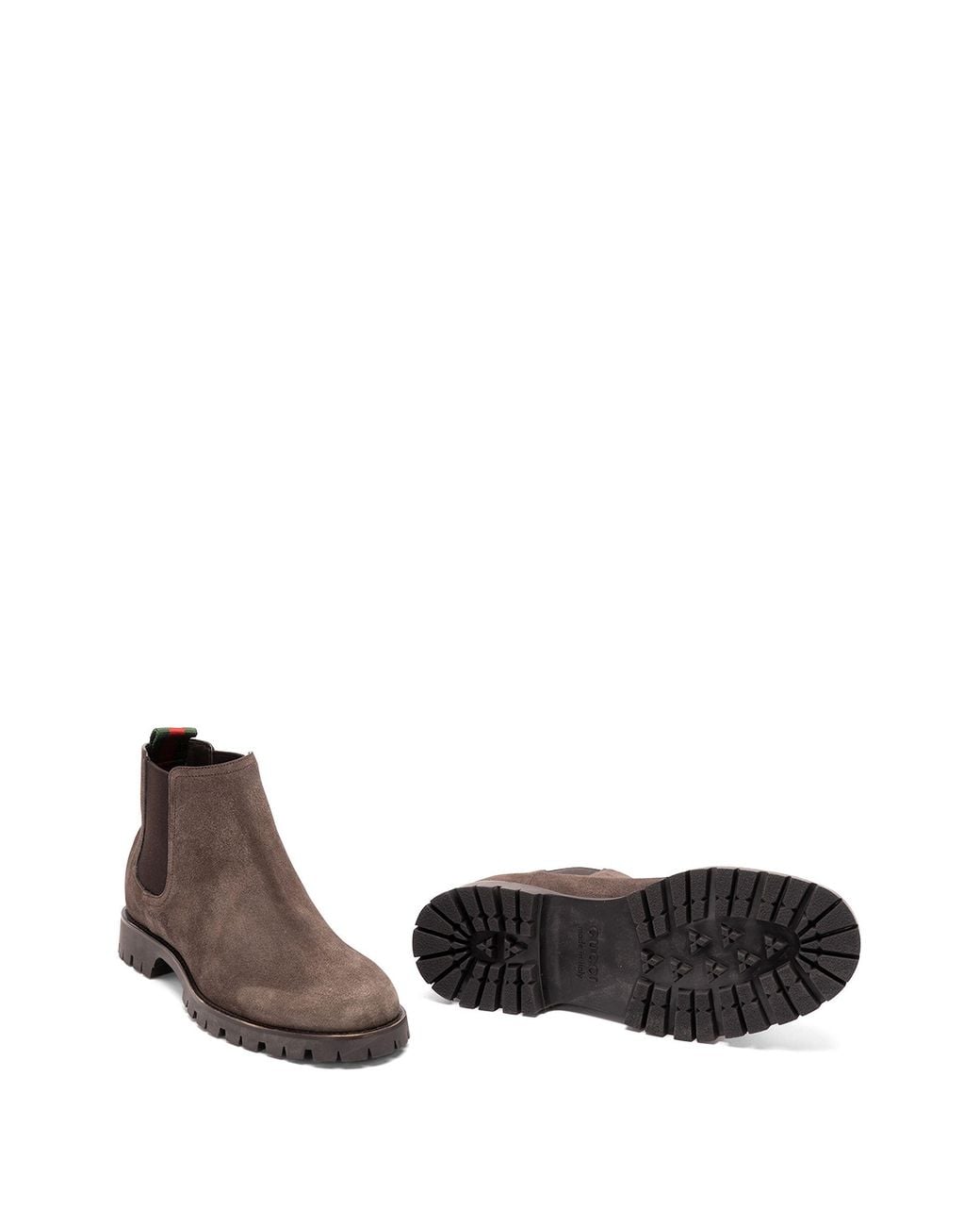 Gucci Brown Web-Stripe Lug-Sole Boots for men