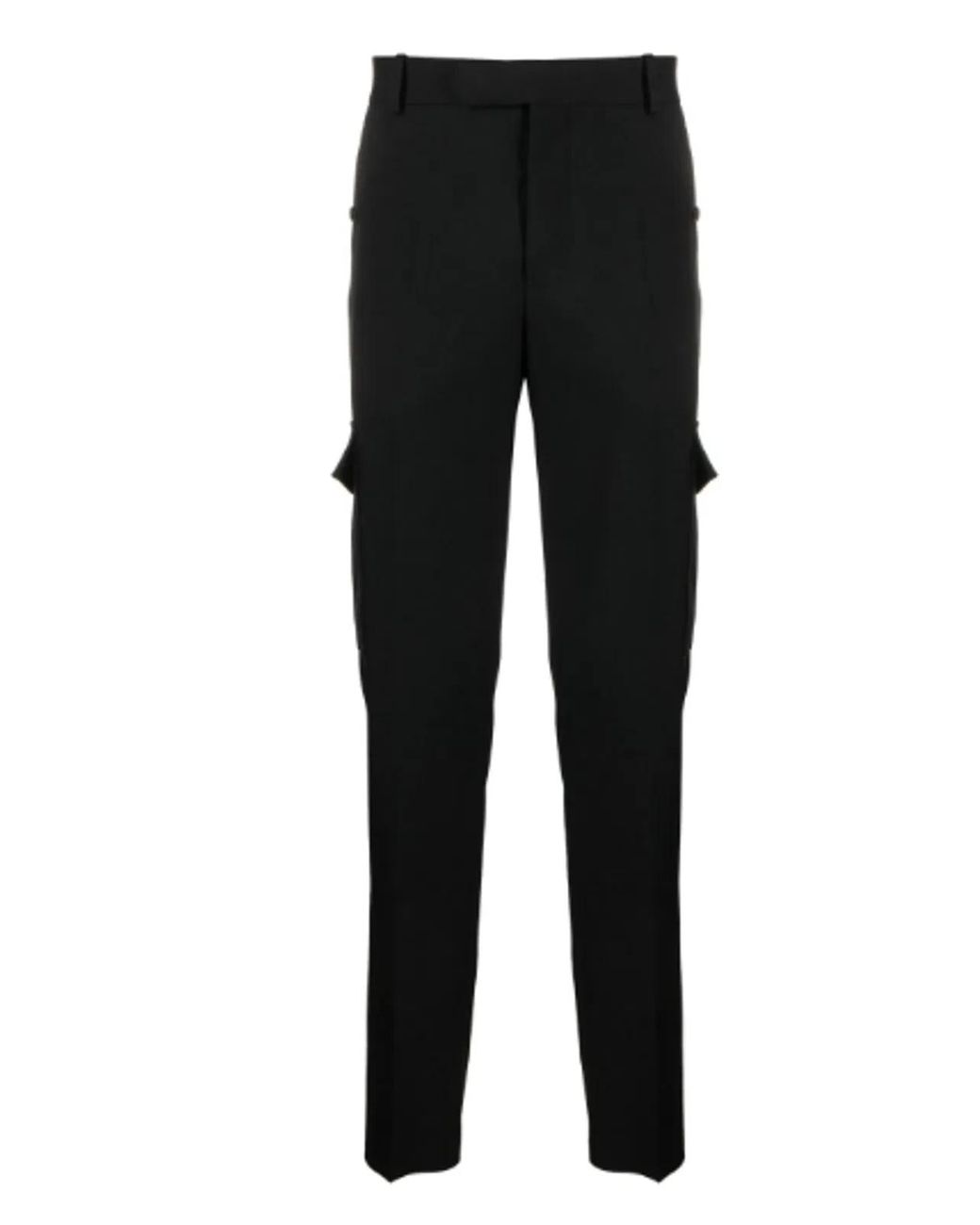 McQueen Black Tailored Tapered Cargo Trousers for men