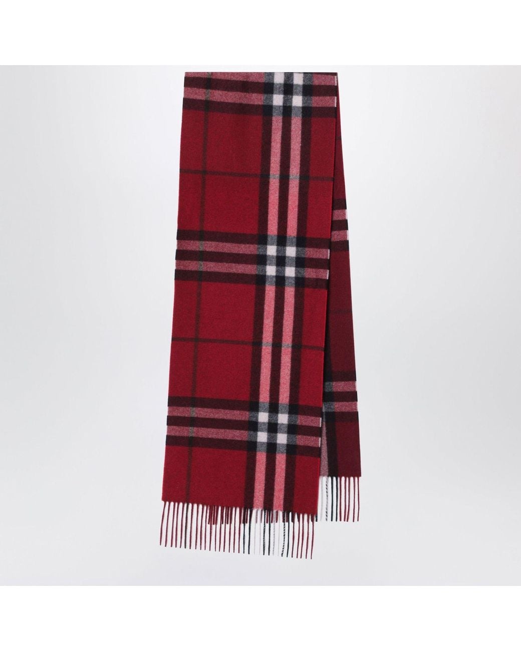Burberry Red Cashmere Scarf With Faded Check Pattern for men