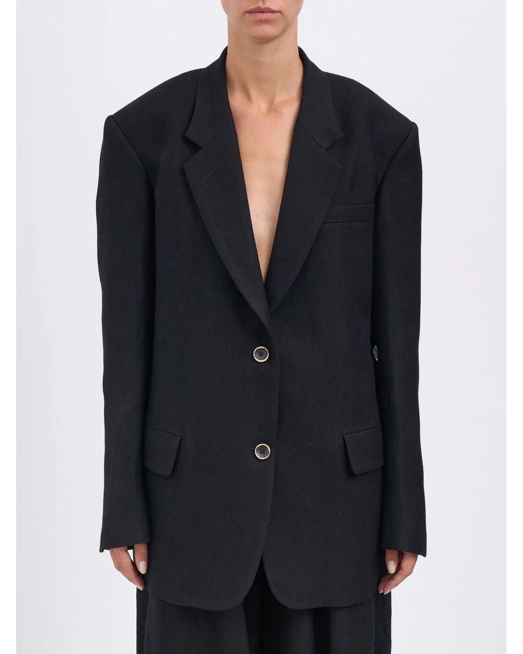 Uma Wang Black Kava Wool And Linen Jacket