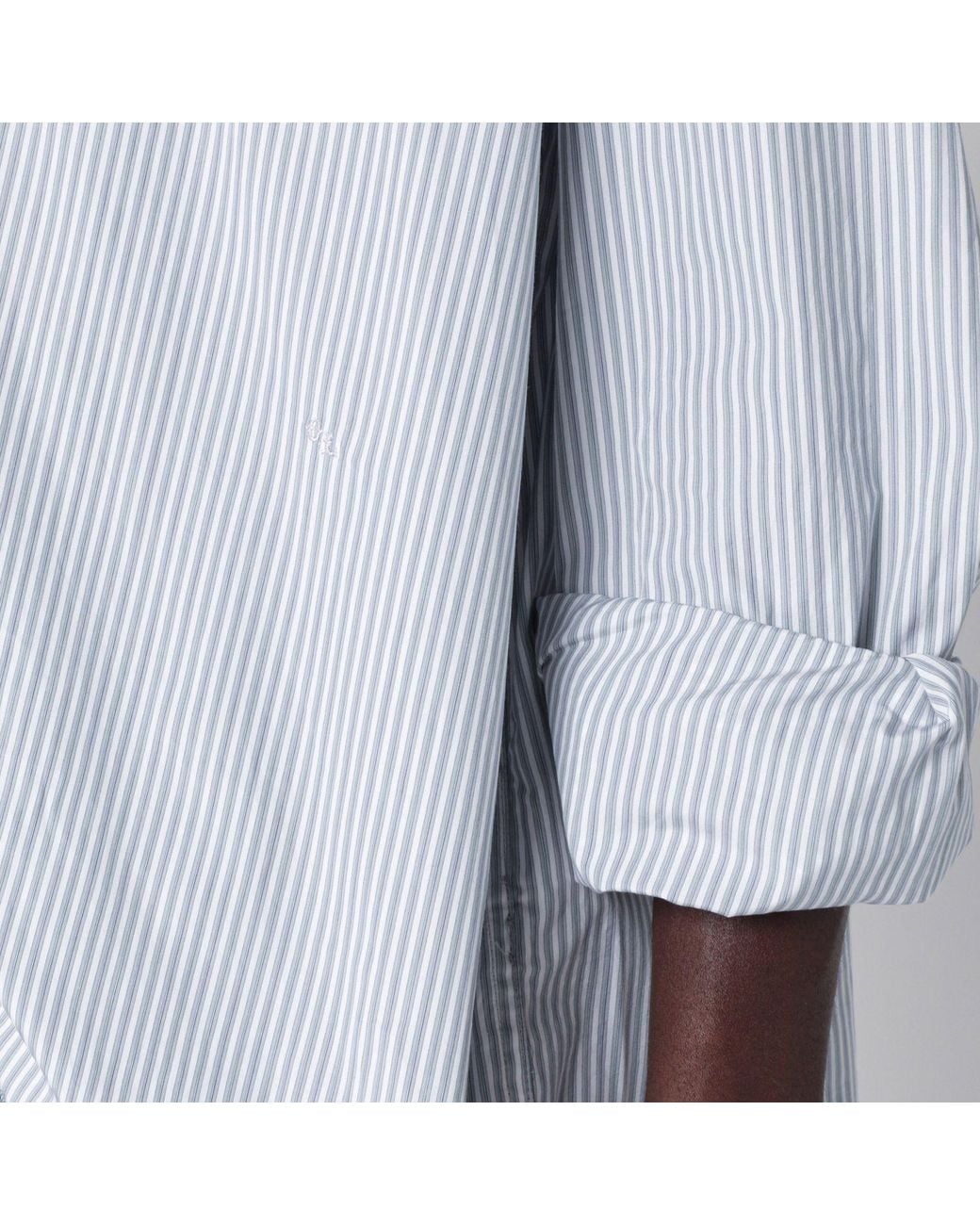 Our Legacy Blue Above Striped Cotton Poplin Shirt for men