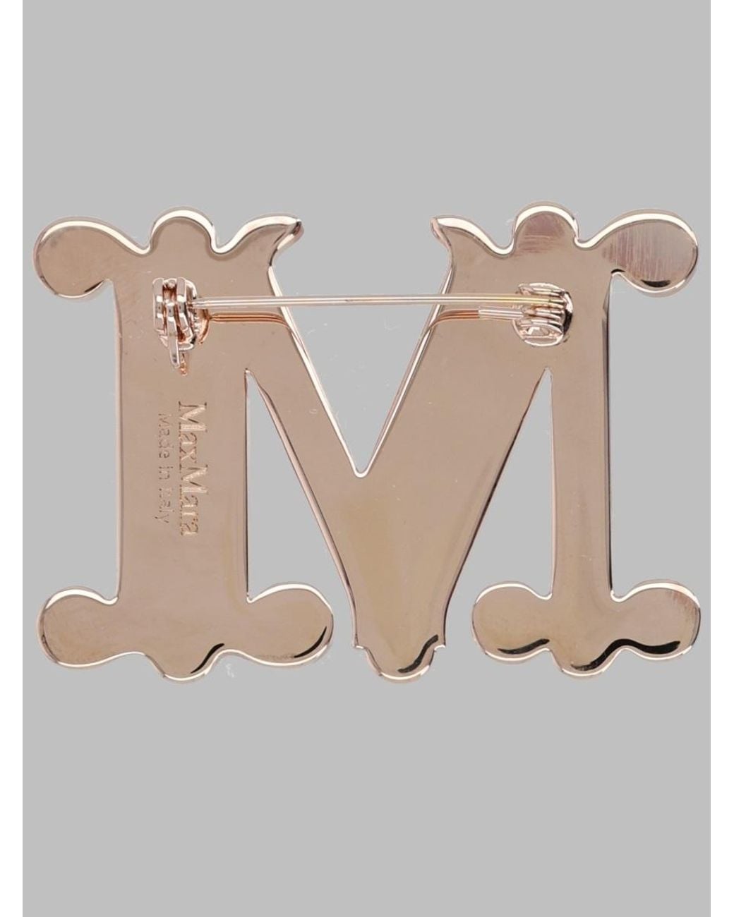 Max Mara Gray Spilla Monogram Brooch With Cristalli