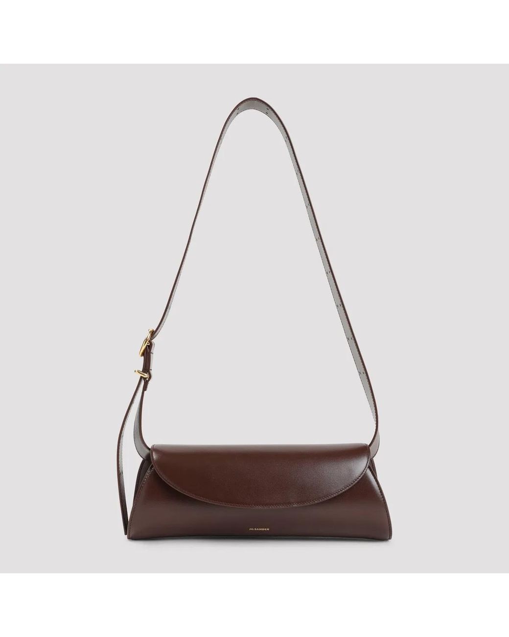 Jil Sander Brown Dark Heart Leather Cannolo Bag