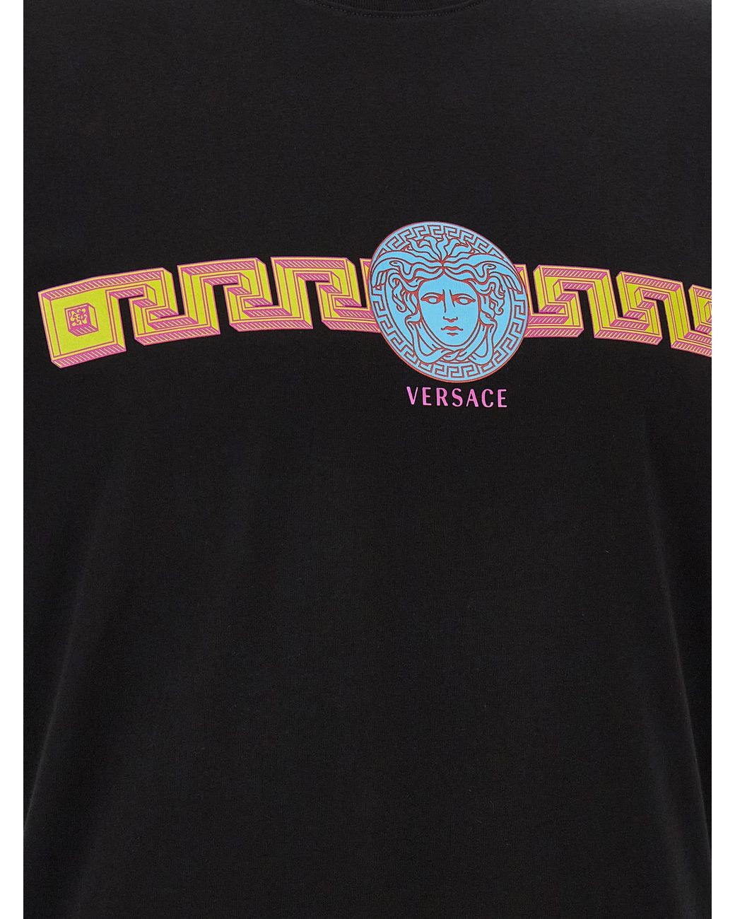 Versace Black 'Medusa' Print Cotton T-Shirt for men
