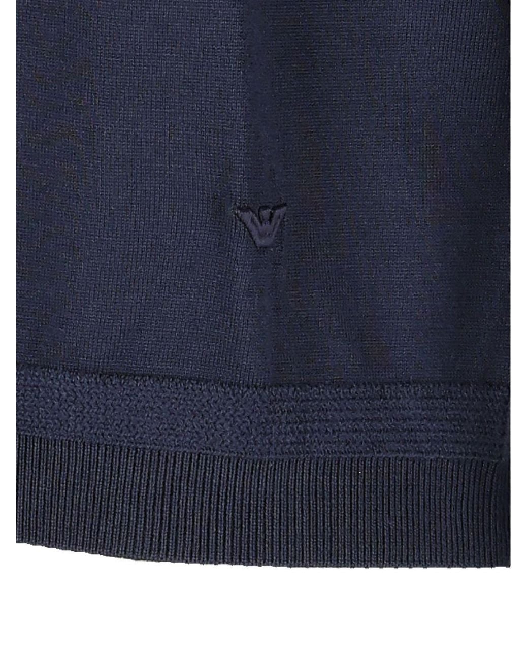 Emporio Armani Blue Wool Crewneck Sweater for men