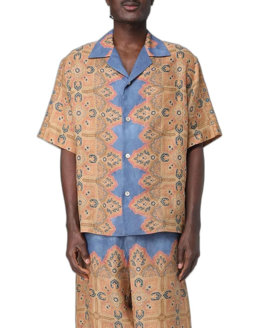 Valentino Garavani Blue Linen Shirt for men