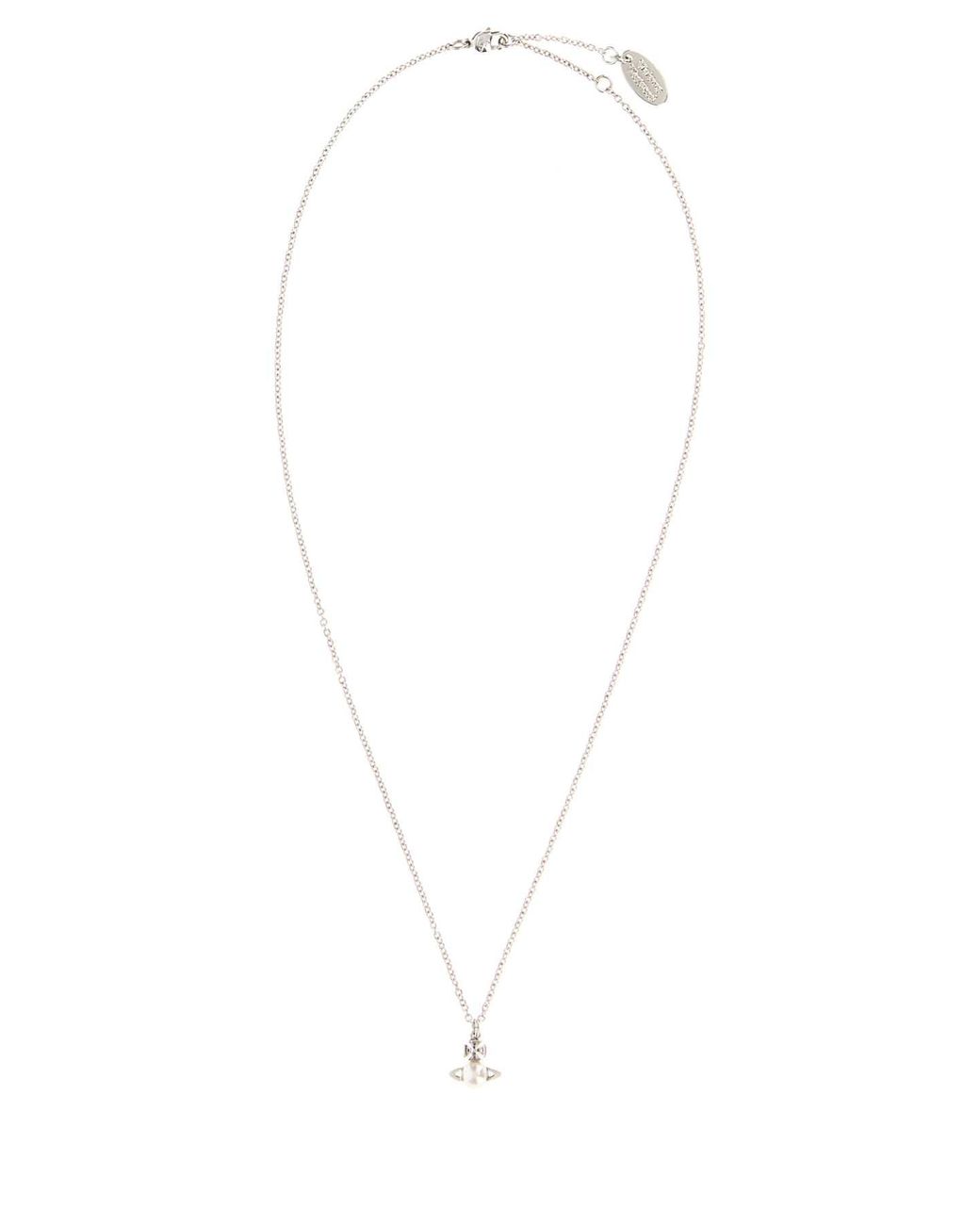 Vivienne Westwood White Balbina Necklace With Orb Logo And Pearl