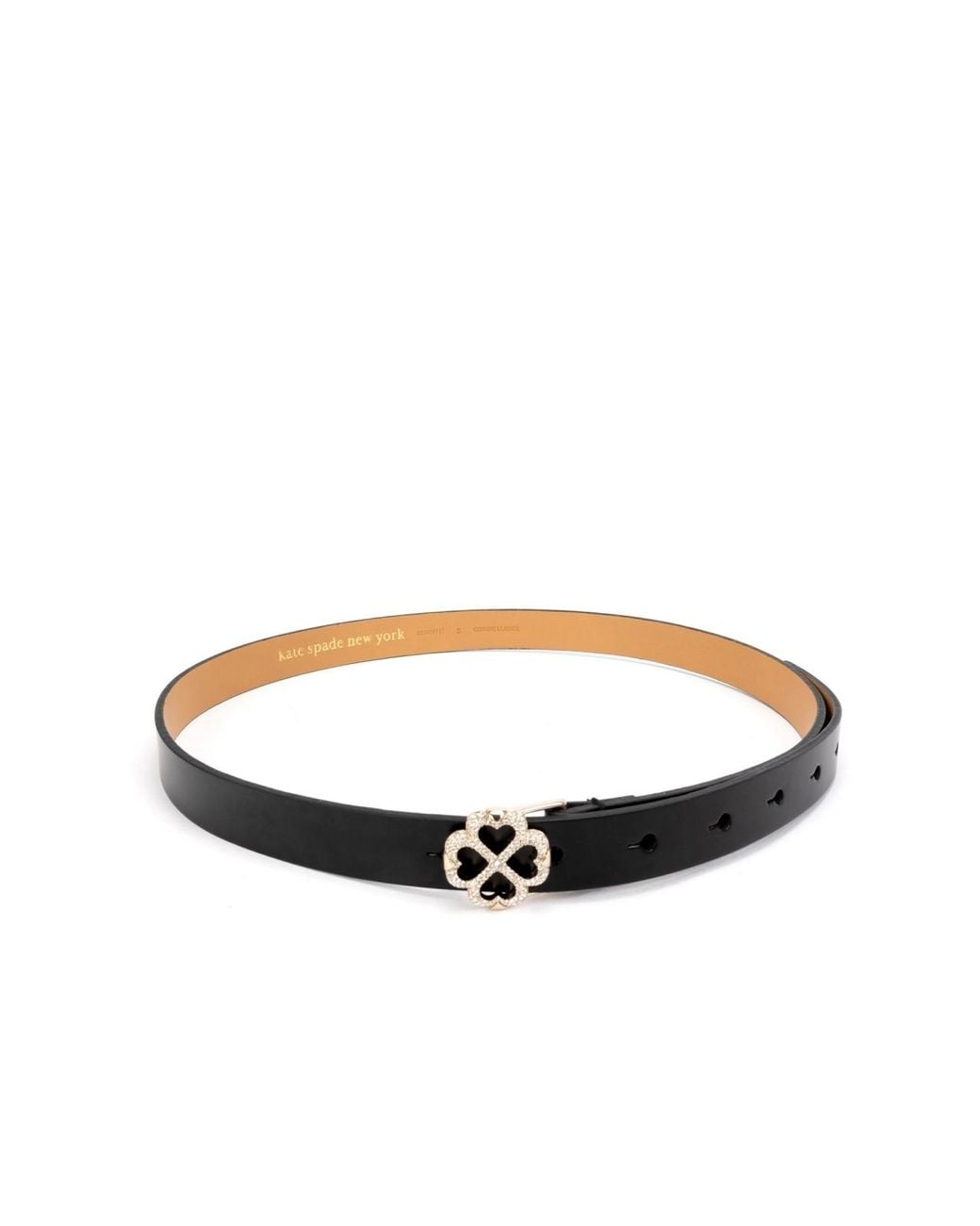 Kate Spade Black Flower Logo Buckle Leather Belt