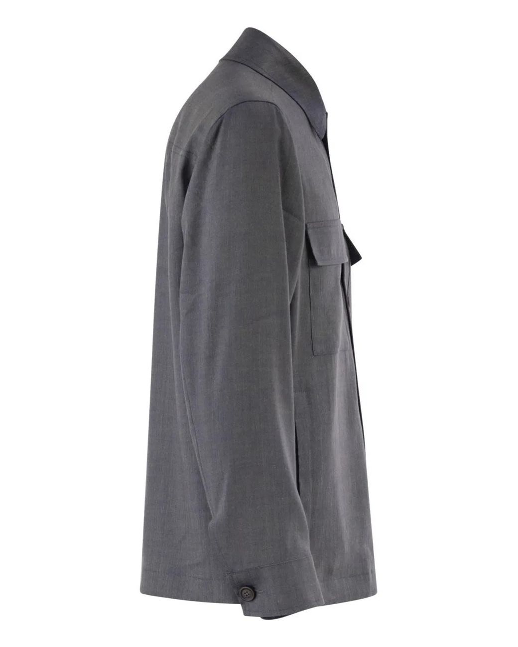 Peserico Gray Lightweight Linen And Wool Blend Jacket With Patch Pockets for men