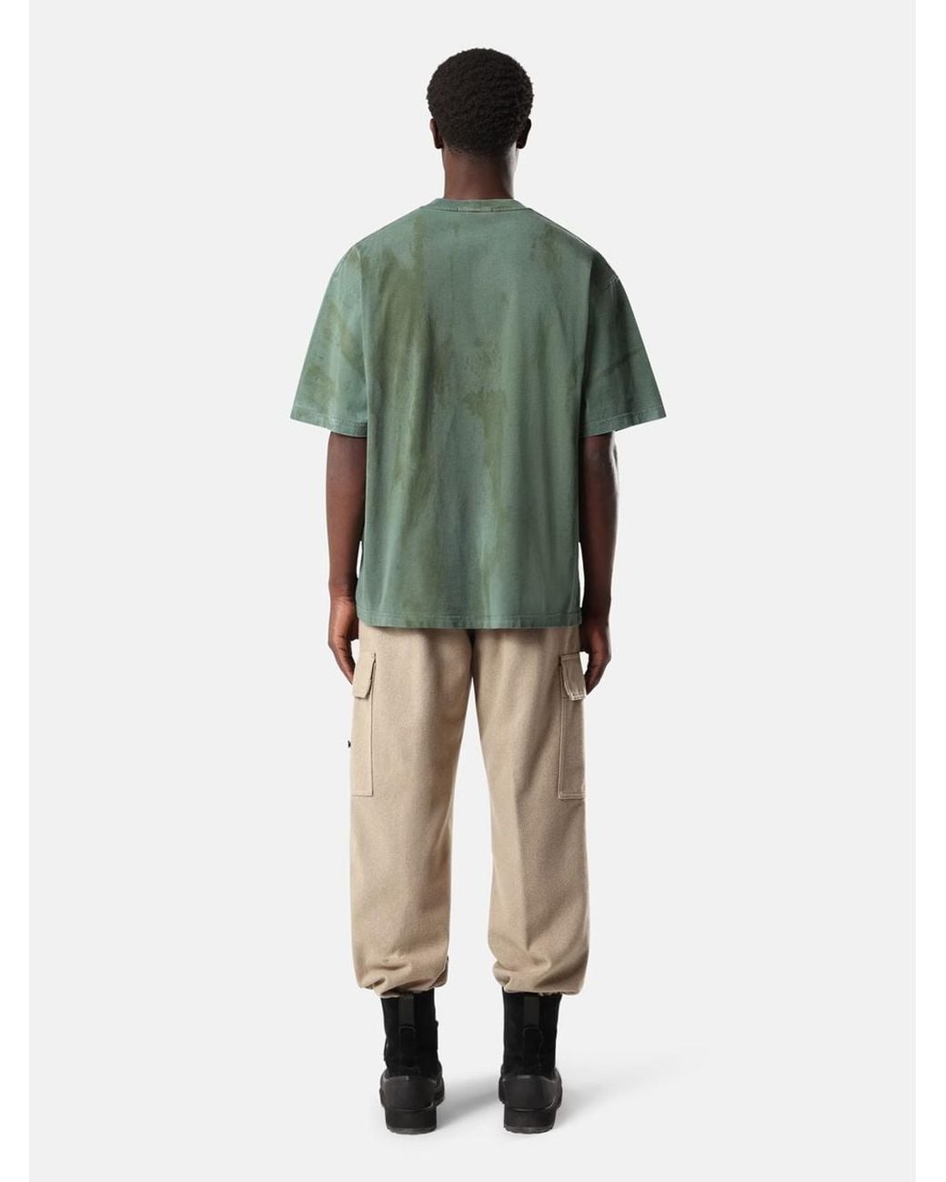 Stone Island Green T-Shirt Vestibilità Regular Con Stampa "Bark Tee" for men