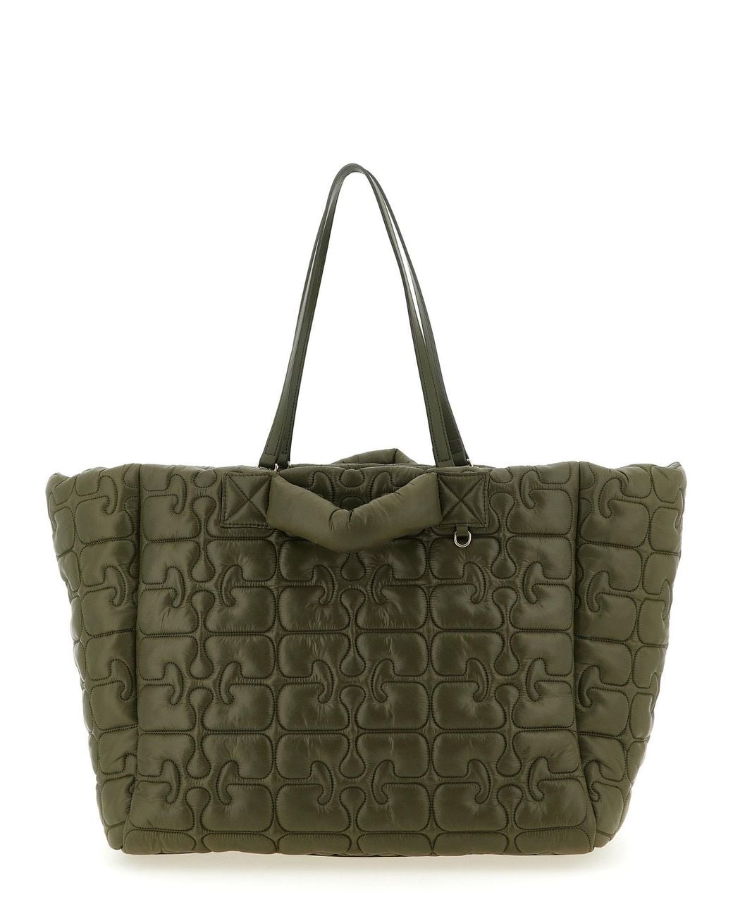 Ganni Green Quilted Re-Tech Xxl Tote Tote Bag