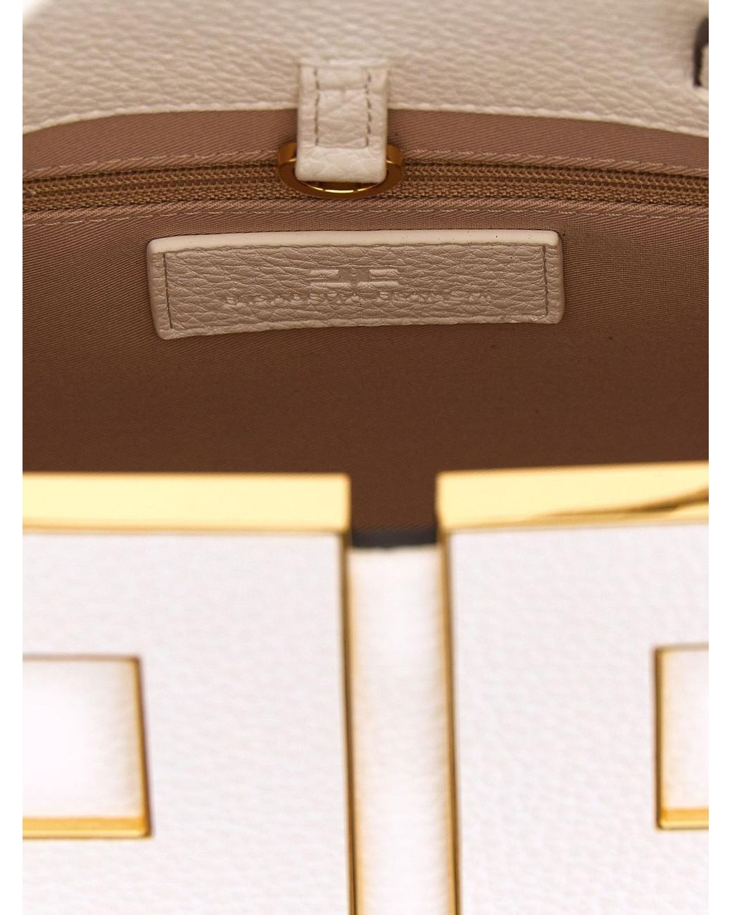 Elisabetta Franchi White Maxi Logo Structured Tote Bag