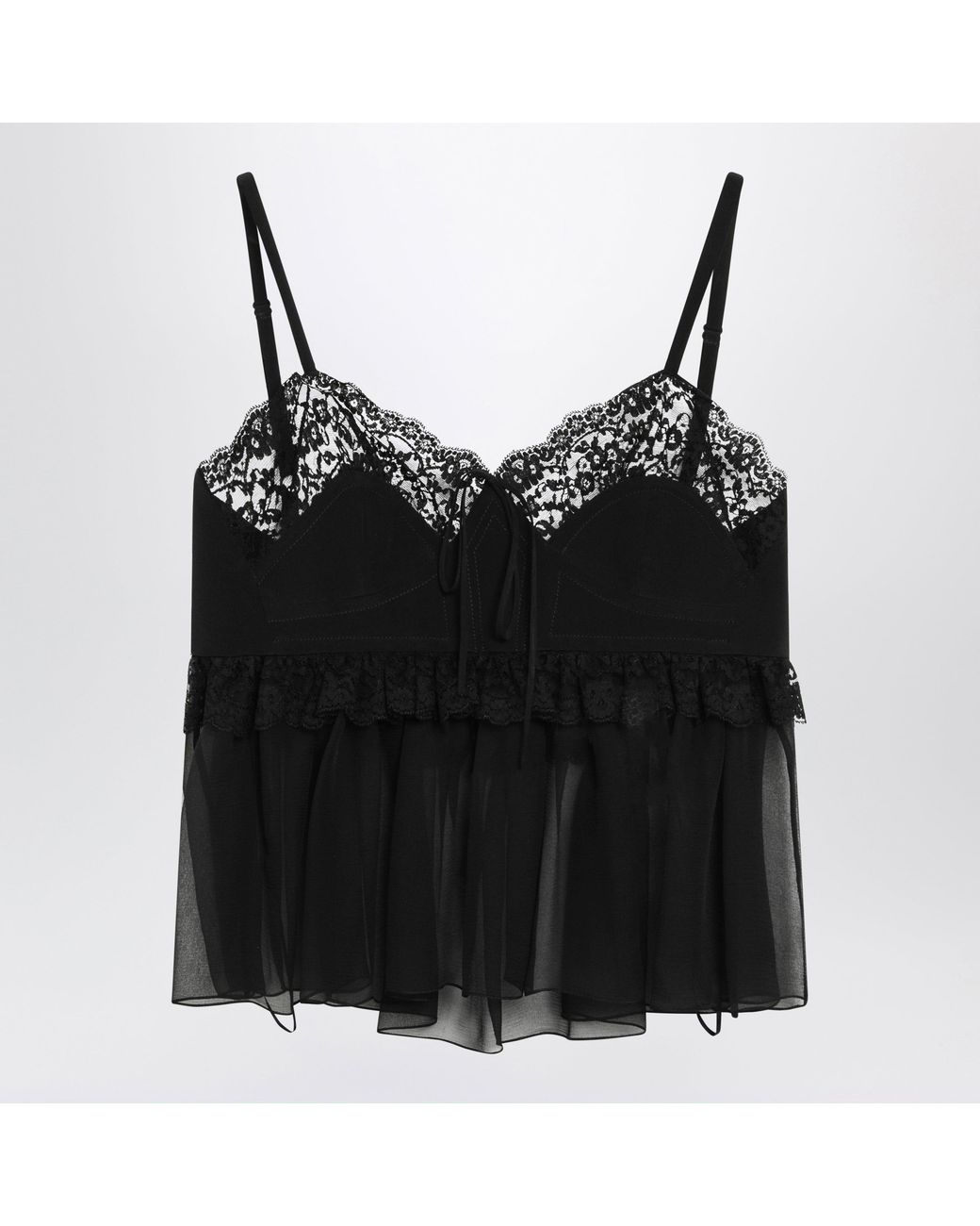 Chloé Black Silk Crãªpe De Chine Top With Thin Straps
