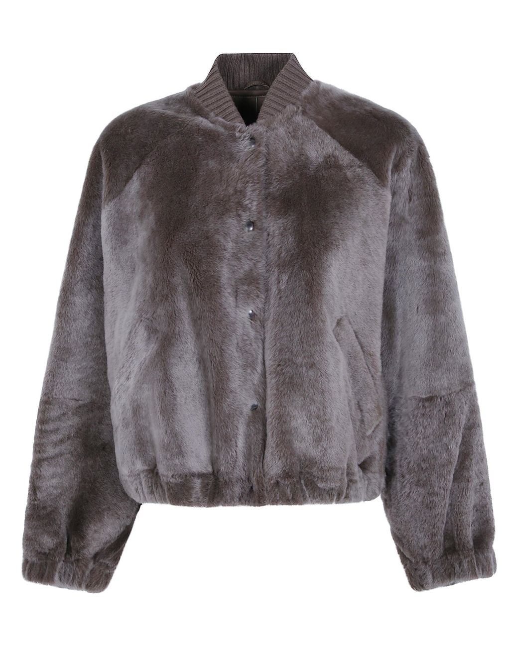 Brunello Cucinelli Gray Bomber Fur Jacket