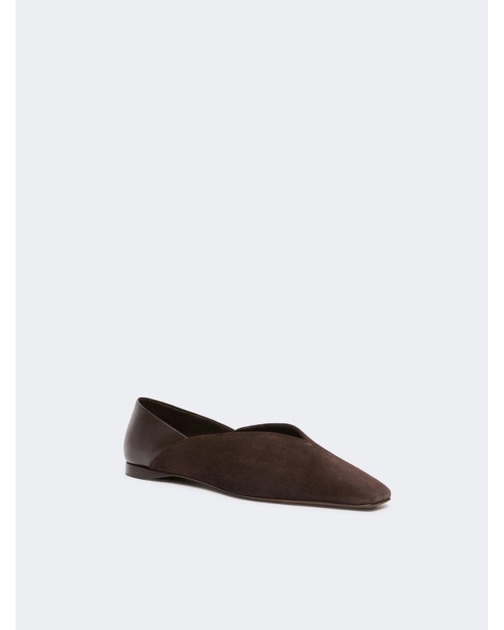 Max Mara White Split Leather And Nappa Leather Ballet Flats