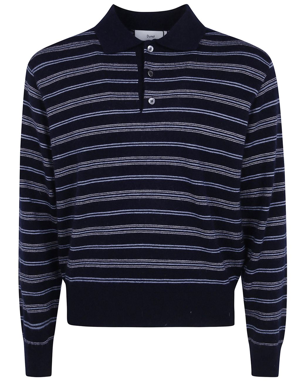 DUNST Blue Collared Striped Sweater for men