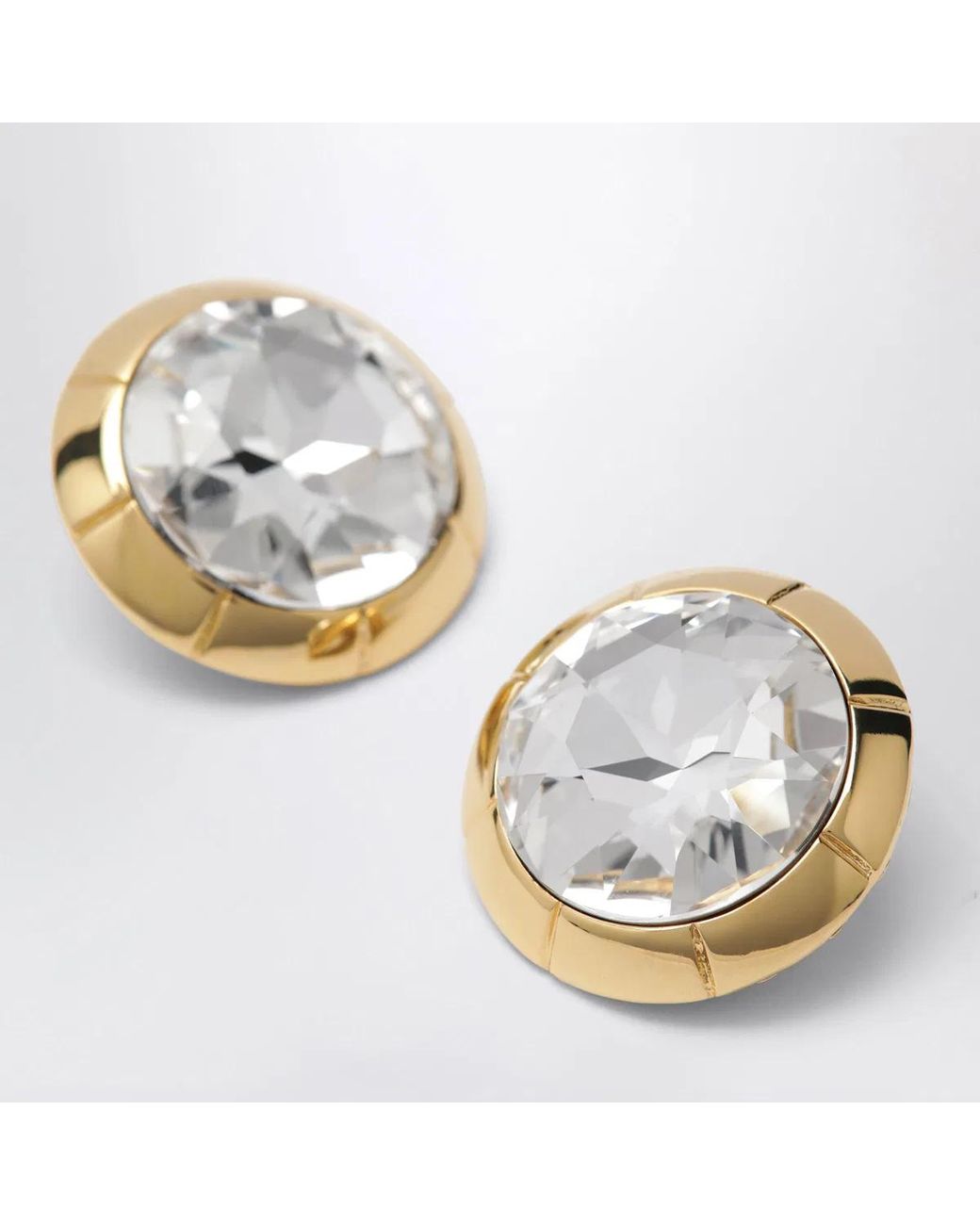Alessandra Rich Metallic Round Goldtone Clipon Earrings With Crystal