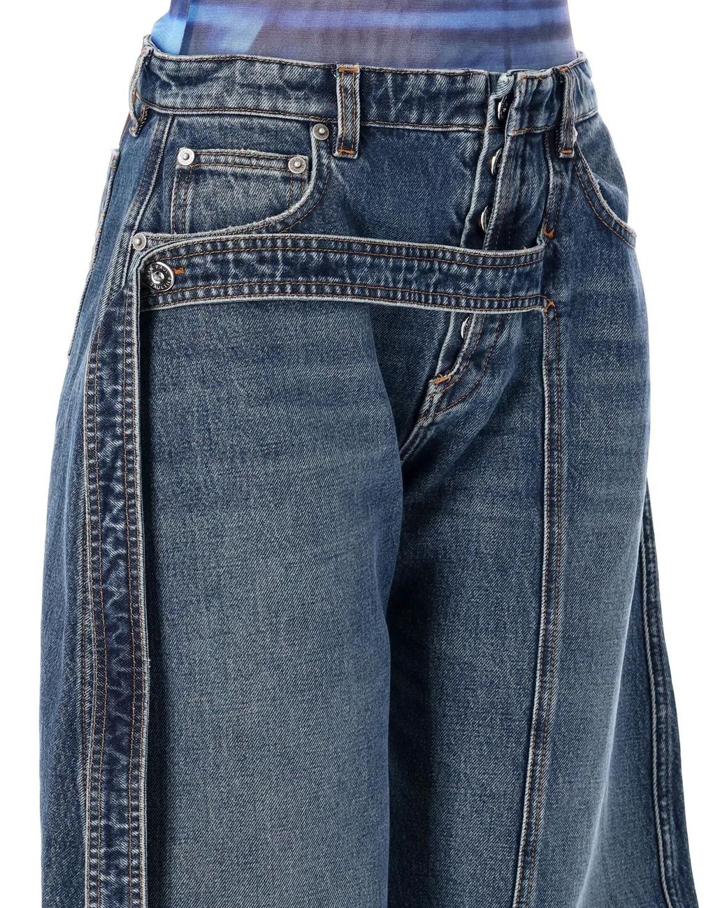 Jean Paul Gaultier Blue Denim Strap Jeans