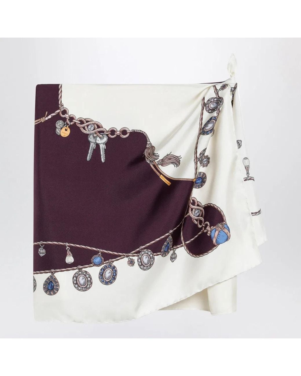 Versace Purple Stolen Jewels Printed Silk Twill Mini Skirt