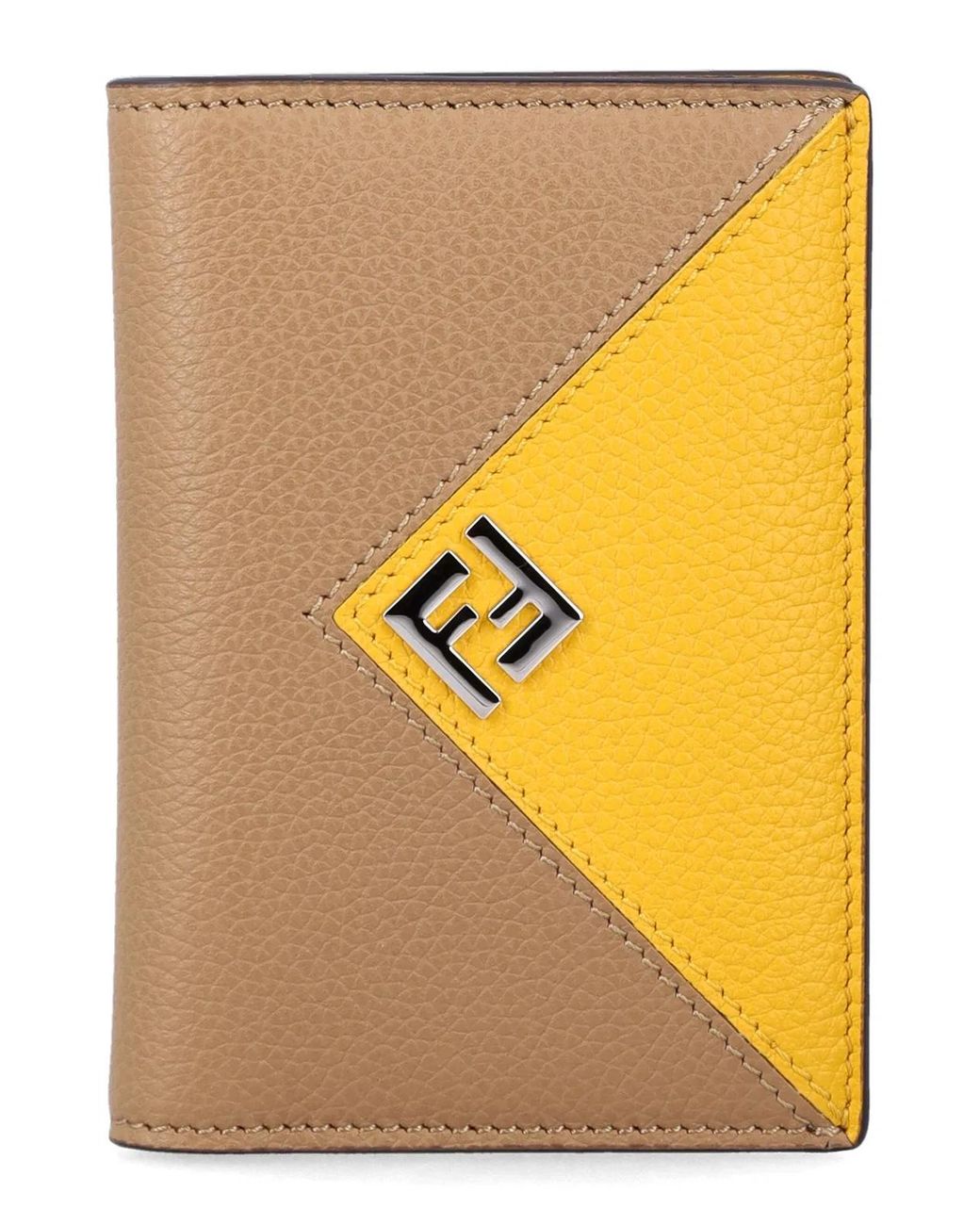 Fendi Yellow Lui Leather Card Holder for men