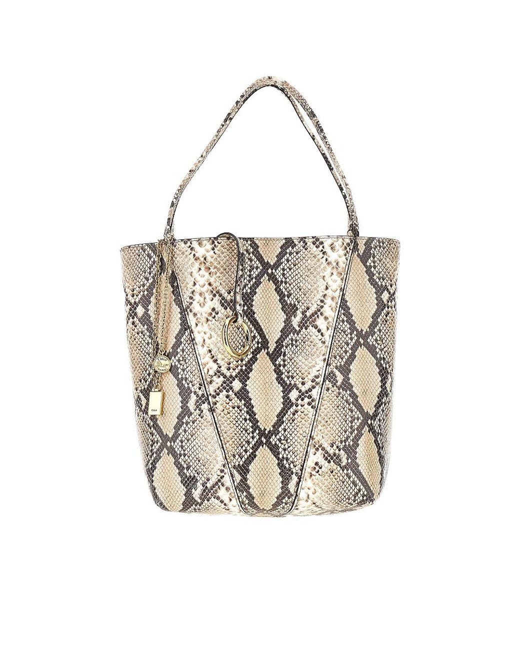 Chloé White Leather Medium Spin Tote Bag