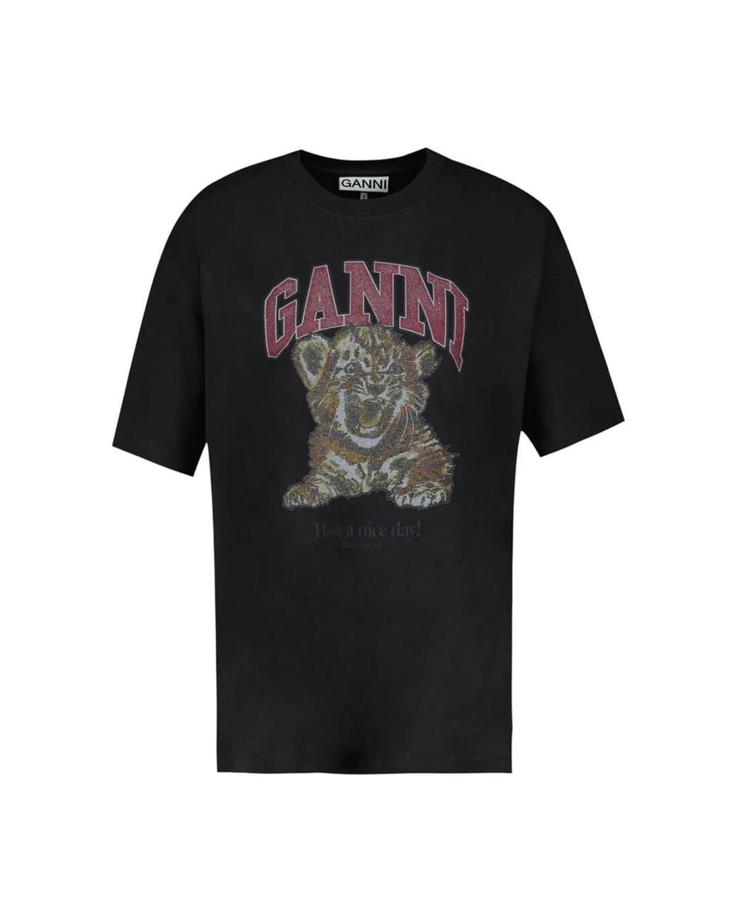 Ganni Black Logo-Print T-Shirt