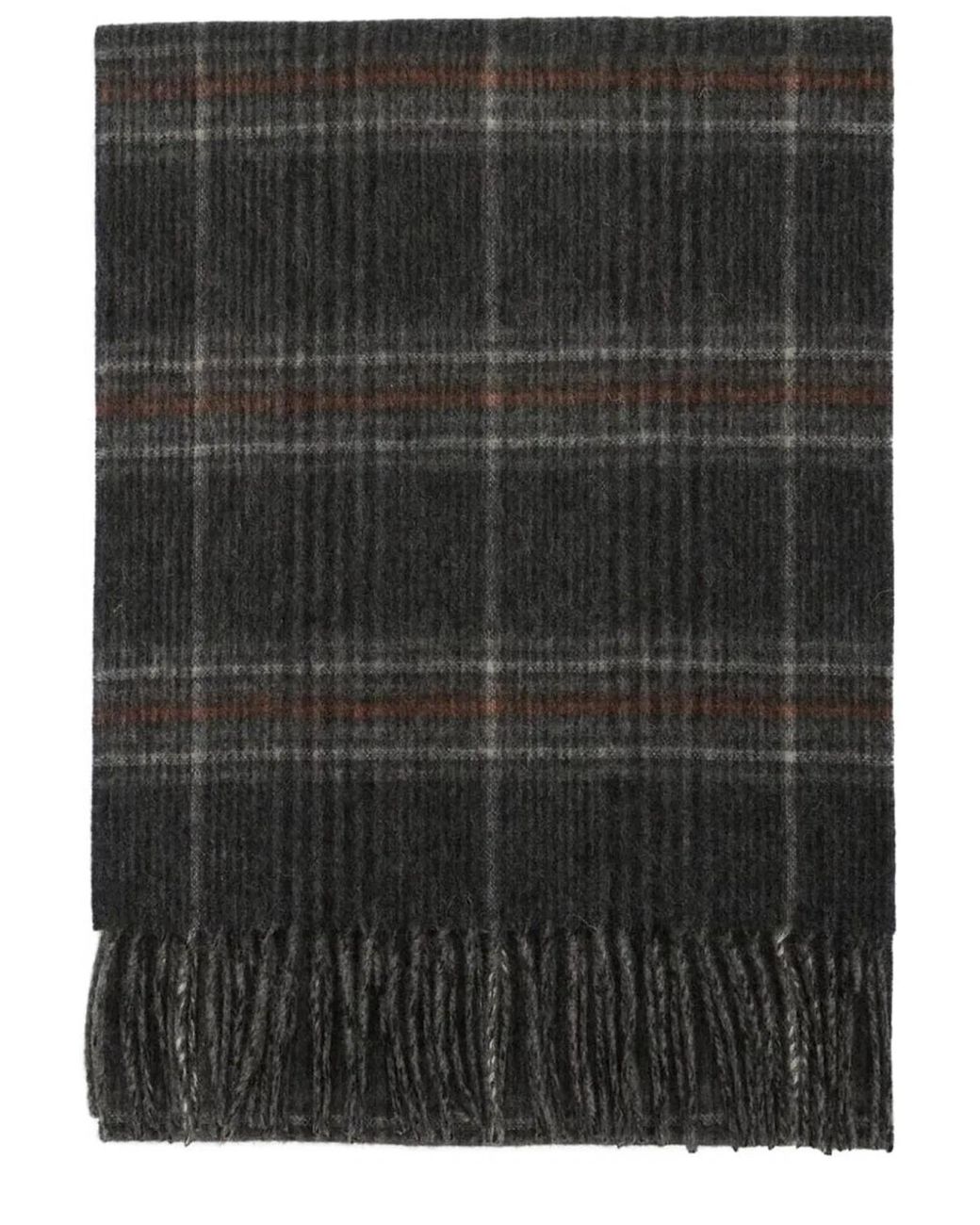 Barbour Black Dark Marsden Checks Scarf for men