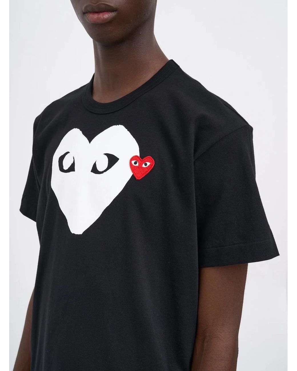 COMME DES GARÇONS PLAY Black Cotton Logo T-Shirt for men
