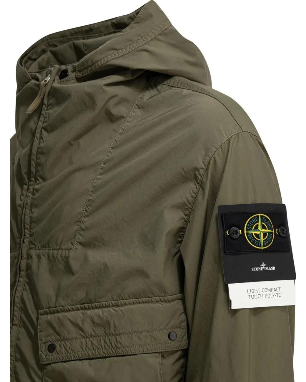 Stone Island Green Hooded Coat With Front Pocket for men