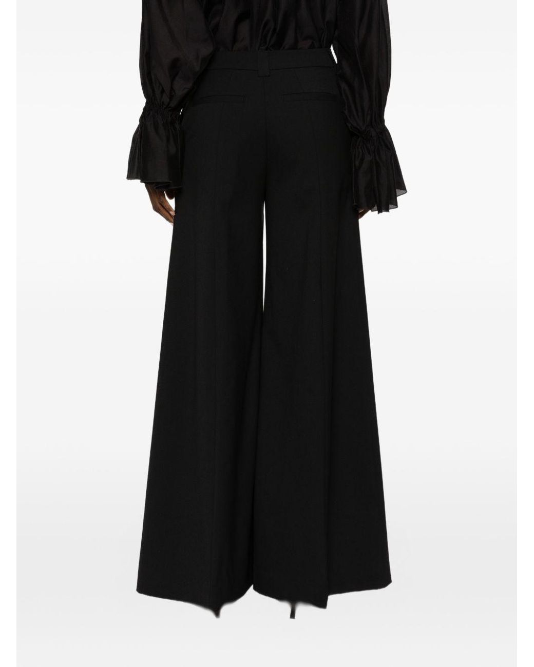 THE LATEST Black Wool Blend Flared Trousers