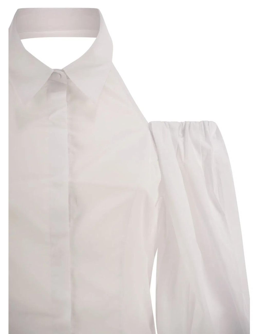 MVP WARDROBE White Cotton Shirt With Balloon Sleeves