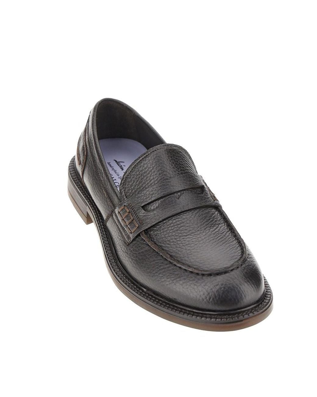 JUAN LACARCEL BY CALCE Black Grained Leather Loafers for men