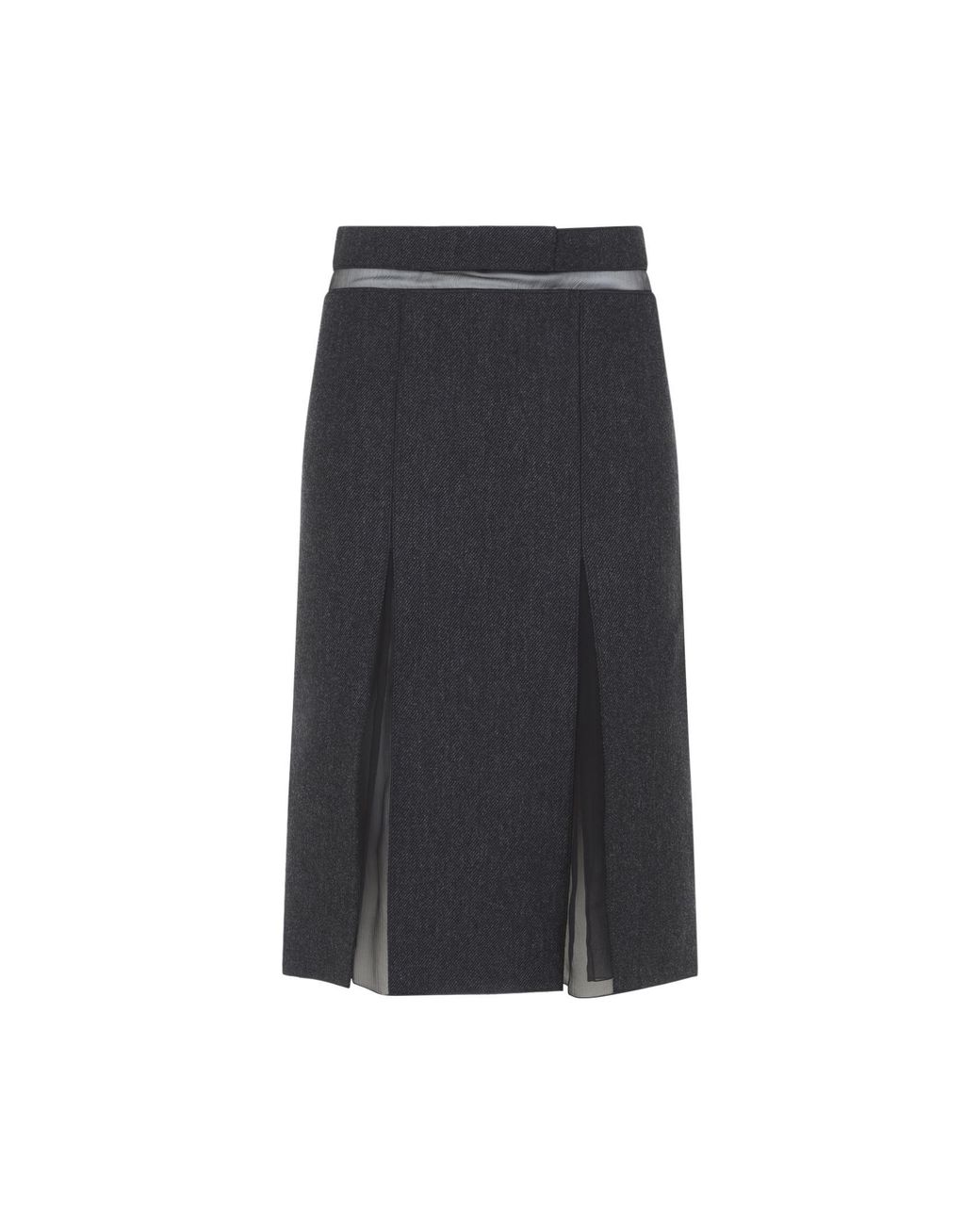 Prada Black Slate Wool Skirt