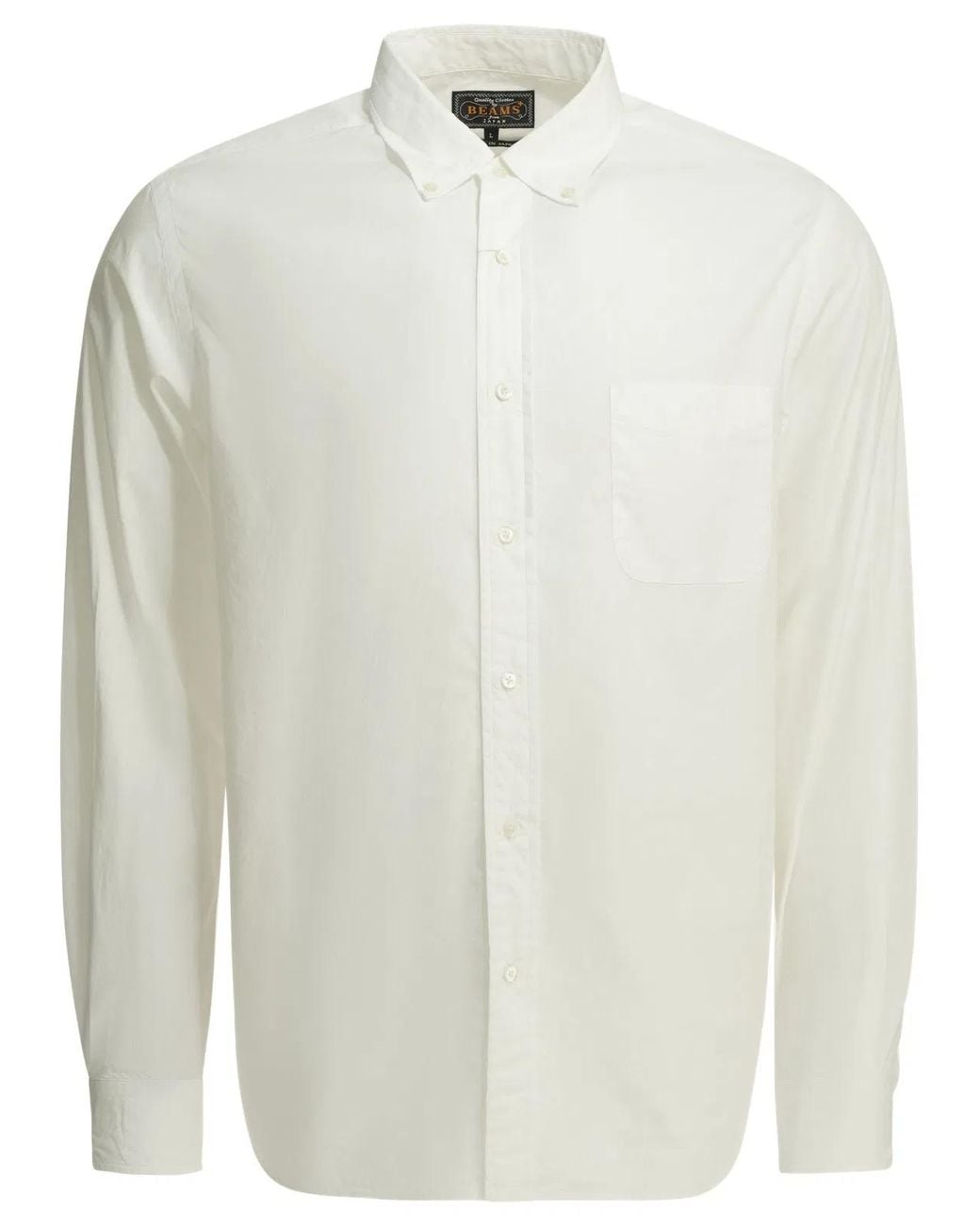 Beams Plus White B.D. Color Broad Cotton Casual Shirt for men
