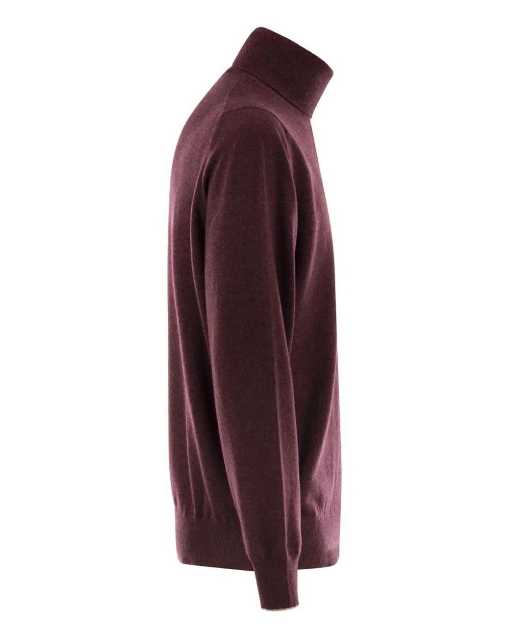 Brunello Cucinelli Red Cashmere Turtleneck Sweater for men