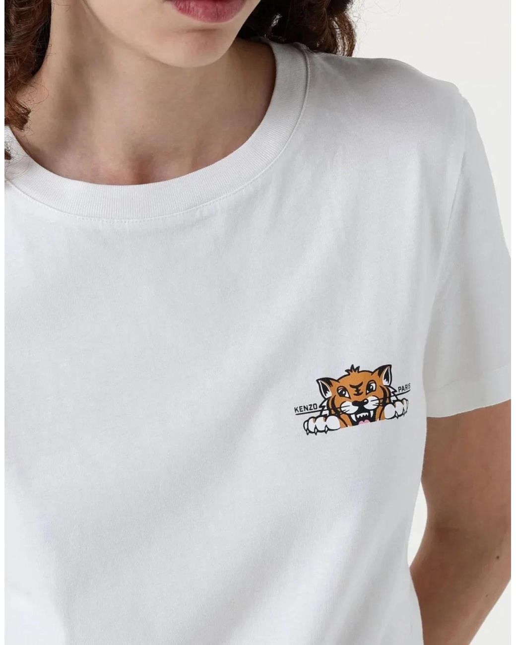 KENZO White Happy Tiger Logo T-Shirt