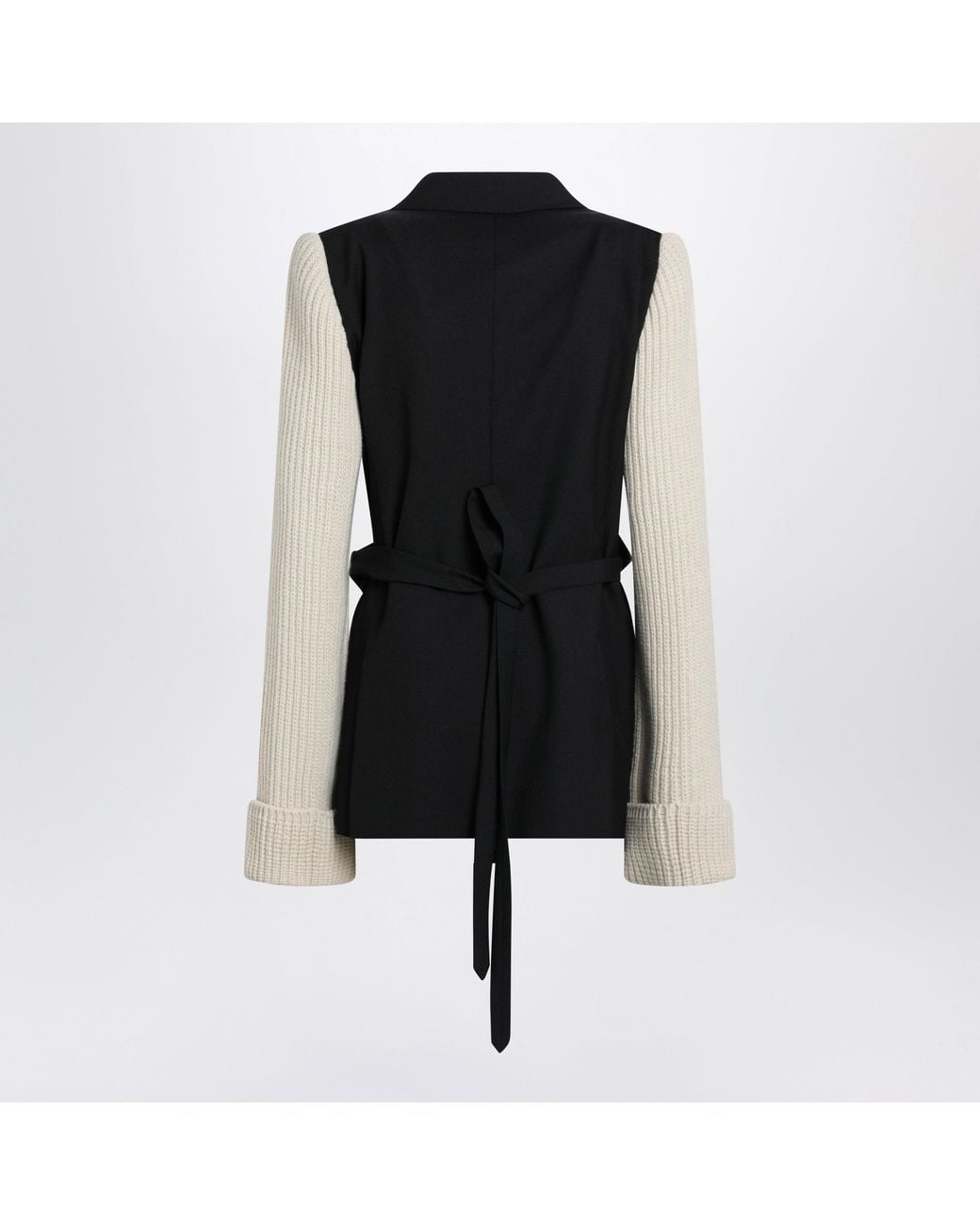Dries Van Noten Black Jacket With Ribbed Knit Sleeves