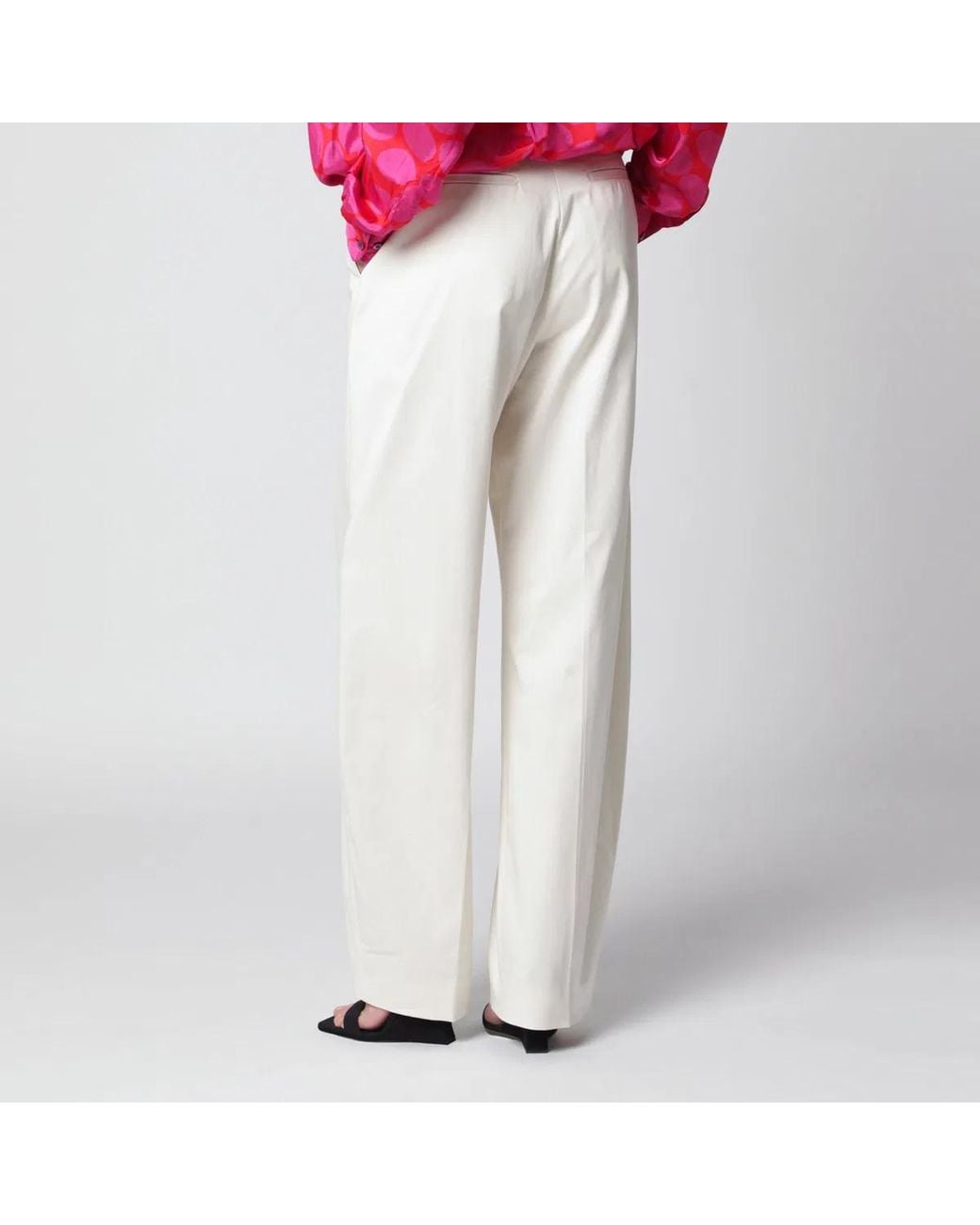 THE LATEST White Cream Cotton Palazzo Trousers