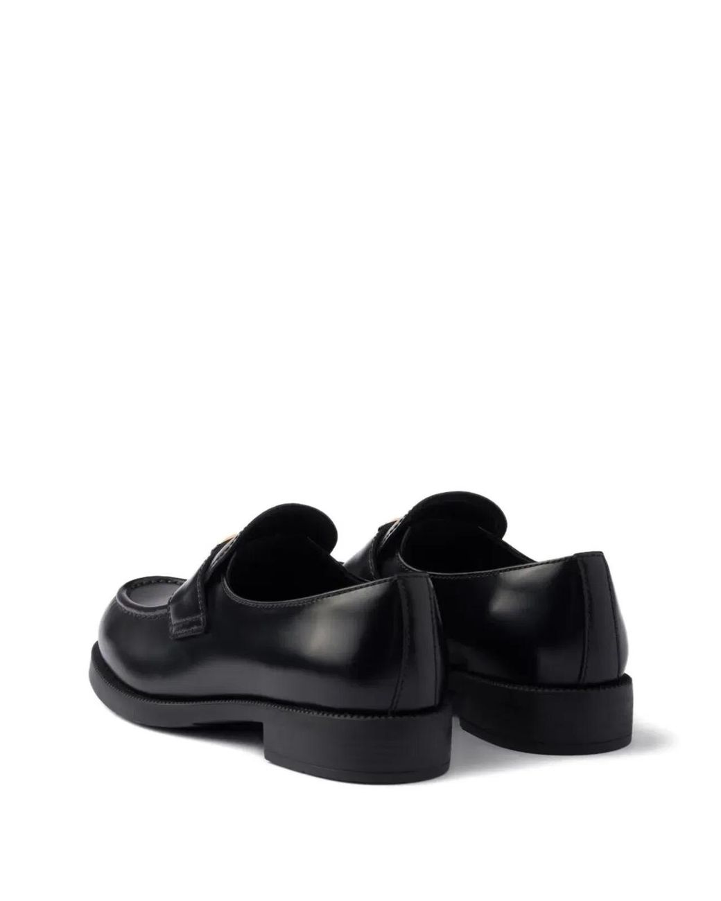 Prada Black Brushed Leather Loafers With Logo