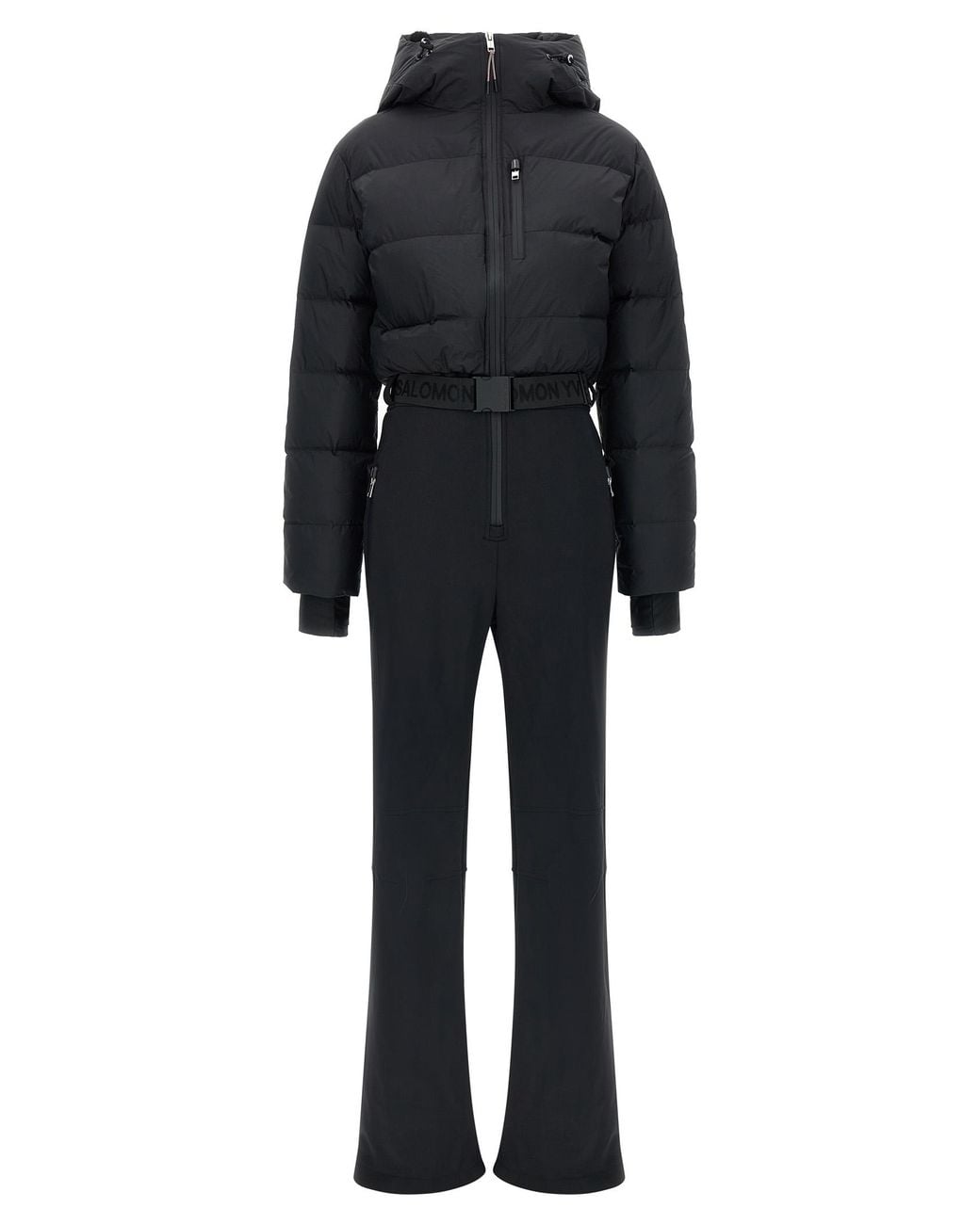 Yves Salomon Black Ski Suit Hood Lined
