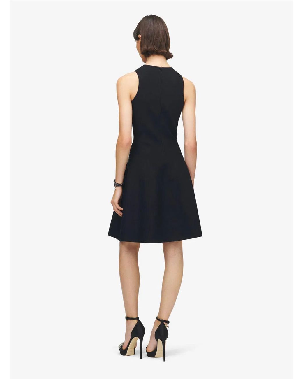 McQueen Black Lace Ribcage Jacquard Mini Dress