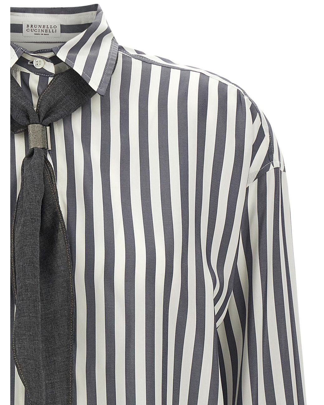 Brunello Cucinelli White Shirt With Scarf
