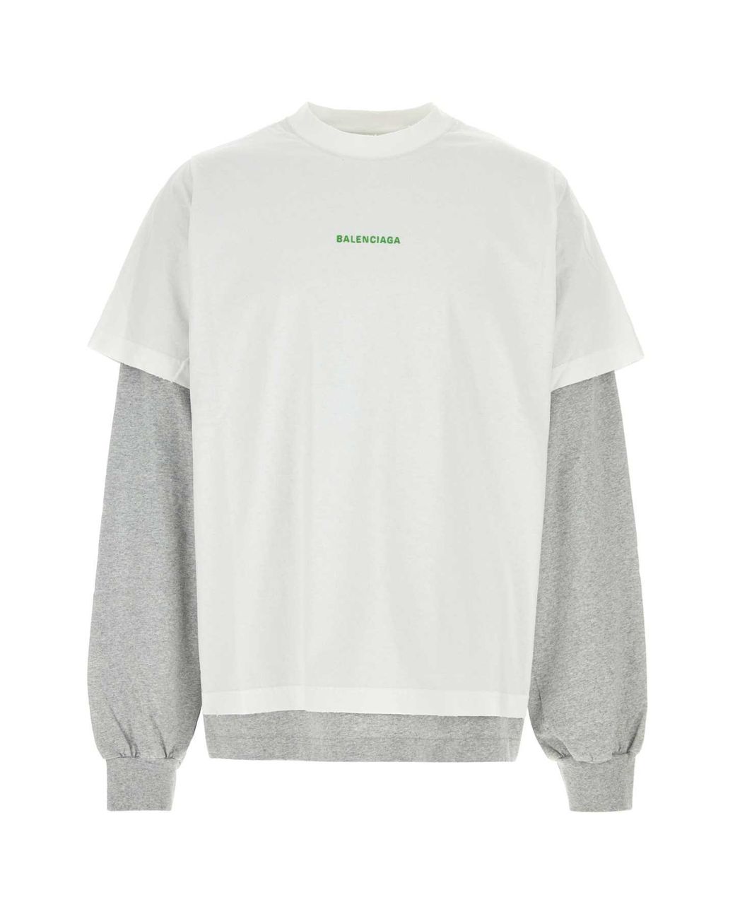 Balenciaga White Full Sleeves Logo T-Shirt for men