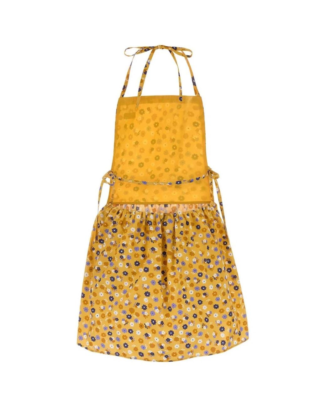 Miu Miu Yellow Printed Poplin Mini Dress