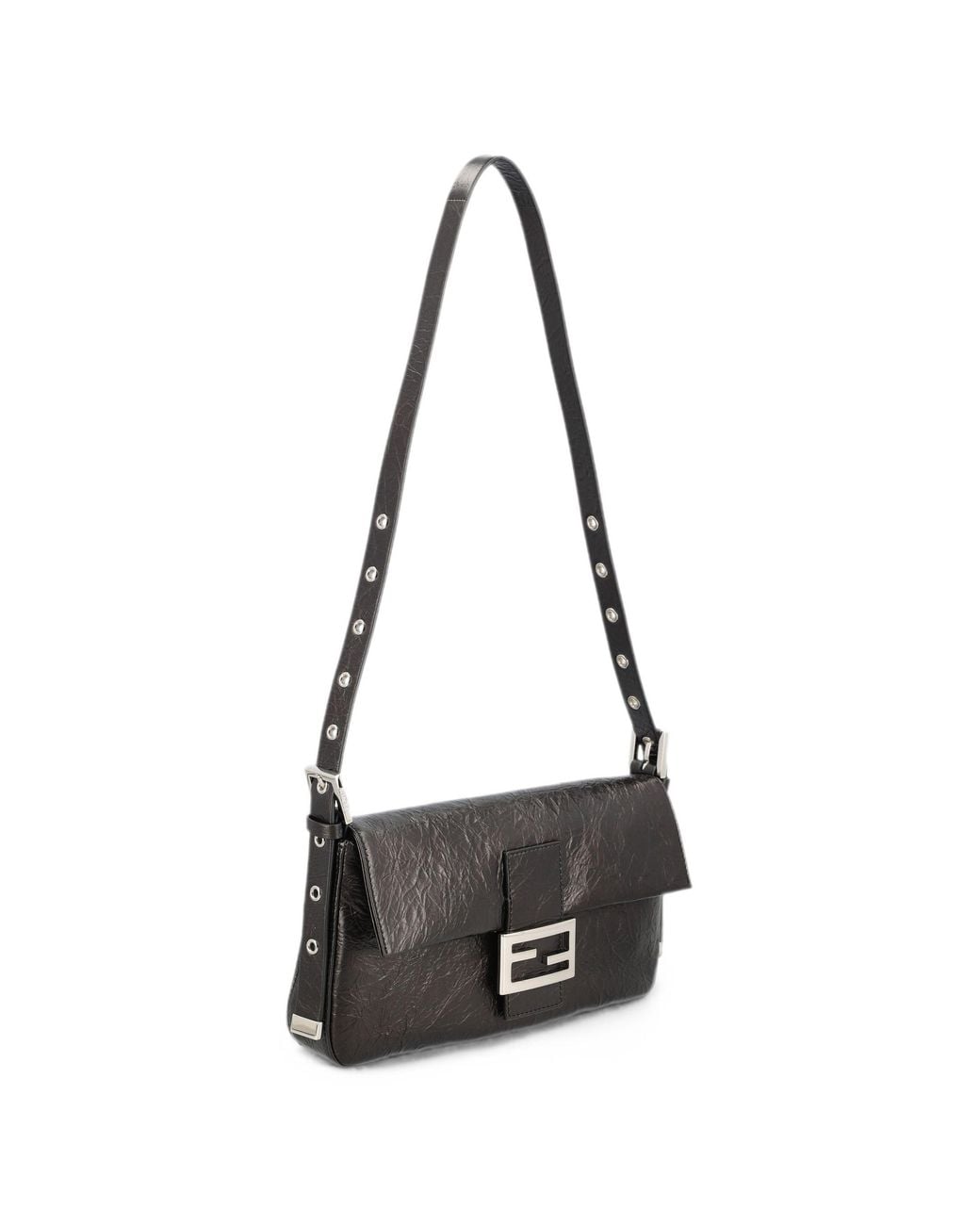 Fendi Black Baguette Leather Shoulder Bag