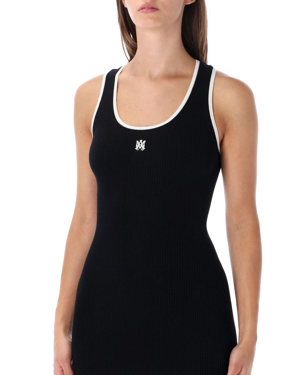 Amiri Black Ribbed Sleeveless Mini Dress