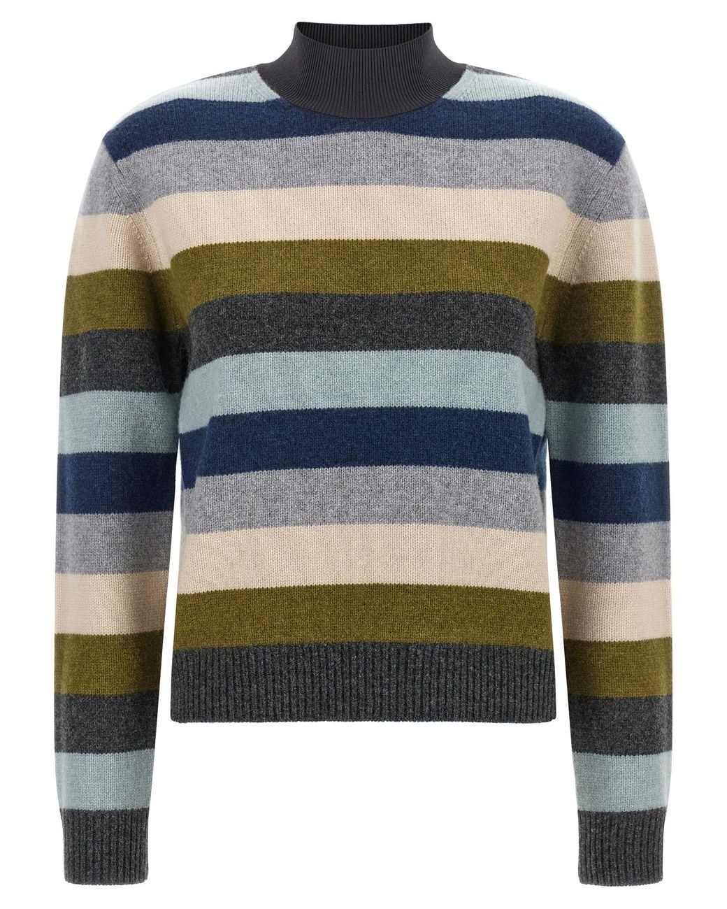 Tory Burch Blue Striped Wool Sweater