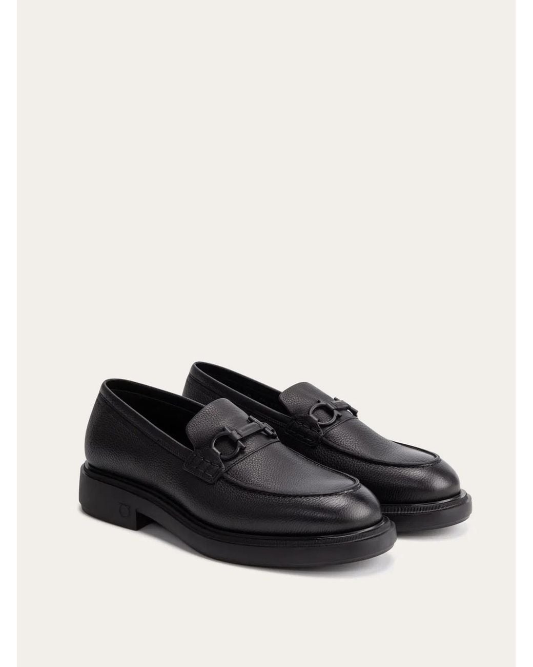 Ferragamo Black Mocasin With Gancini Decoration for men