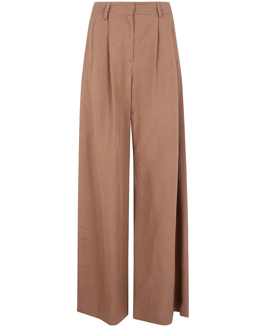 DR. HOPE Brown Wide Leg Pince Trousers